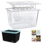 Complete 12 Qt sous vide container set with lid, rack, and insulated sleeve for precise, efficient cooking.