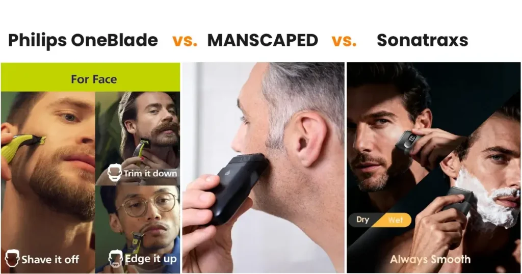 Philips OneBlade vs MANSCAPED vs Sonatraxs portable USB shavers comparison