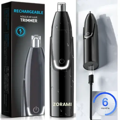 ZORAMI vs. Philips Norelco 5000: The Ultimate Ear and Nose Hair Trimmer Battle (Modern Against Classic) 3 ZORAMI rechargeable ear and nose hair trimmer with USB-C charging 6 months battery life