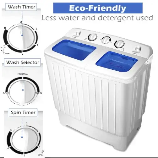 Giantex eco-friendly design and timer control for portable twin tub washing machines