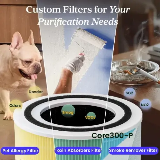 3 Best LEVOIT Air Purifiers for Home: A Powerful Contrast of 3-In-1 Filters 4 At category LEVOIT Air Purifiers for Home the LEVOIT Core 300-P offers custom replacement filters for pet allergy toxin absorber and smoke remover