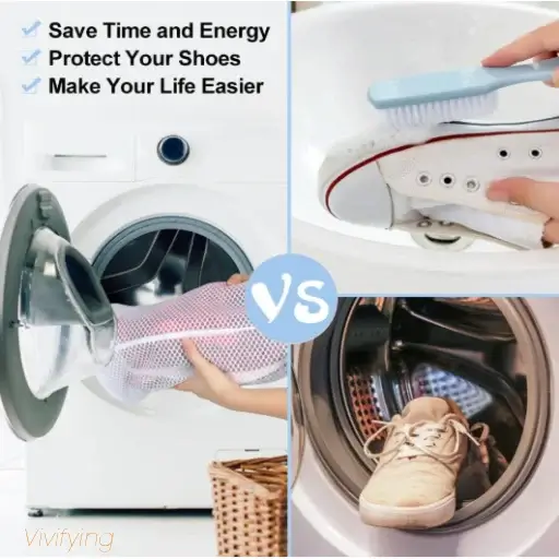 7 GOGOODA Mesh & 2 Vivifying Honeycomb Mesh Laundry Bags with Zipper | Ultimate Wash and Dry Care for Intimates, Sneakers and Gadgets 4 Using Vivifying honeycomb mesh laundry bags with zipper vs hand washing shoes or washing shoes without protection in the machine