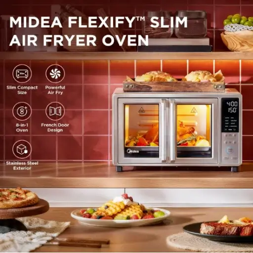 Midea Flexify Slim French Door oven highlighted in our comprehensive countertop oven air fryer reviews.
