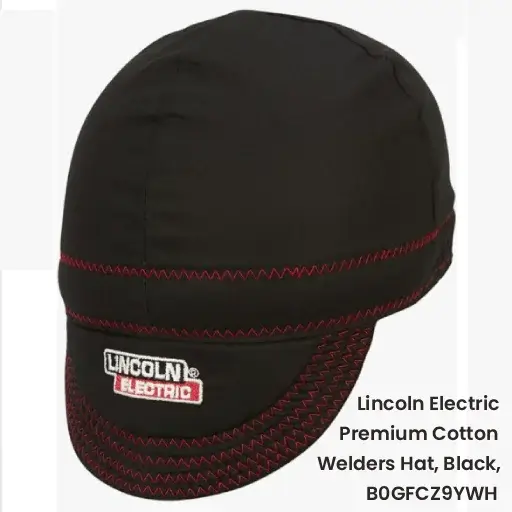 Why Welding Accessories Are Non-Negotiable: Best, Safest Gloves & Caps for Electric and Gas Welding (2026) 4 Lincoln Electric Premium Cotton Welders Hat in black serving as high quality welding accessories with a padded headband.