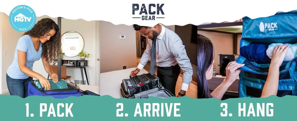 Pack Gear Organizer system guide: Pack Arrive and Hang travel method